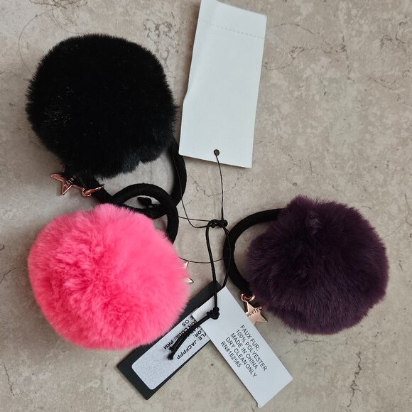 RARE SET 3 JOCELYN FAUX FUR PONYTAIL HOLDER HAIR TIE WRAP BAND ACCESSORY main image 4